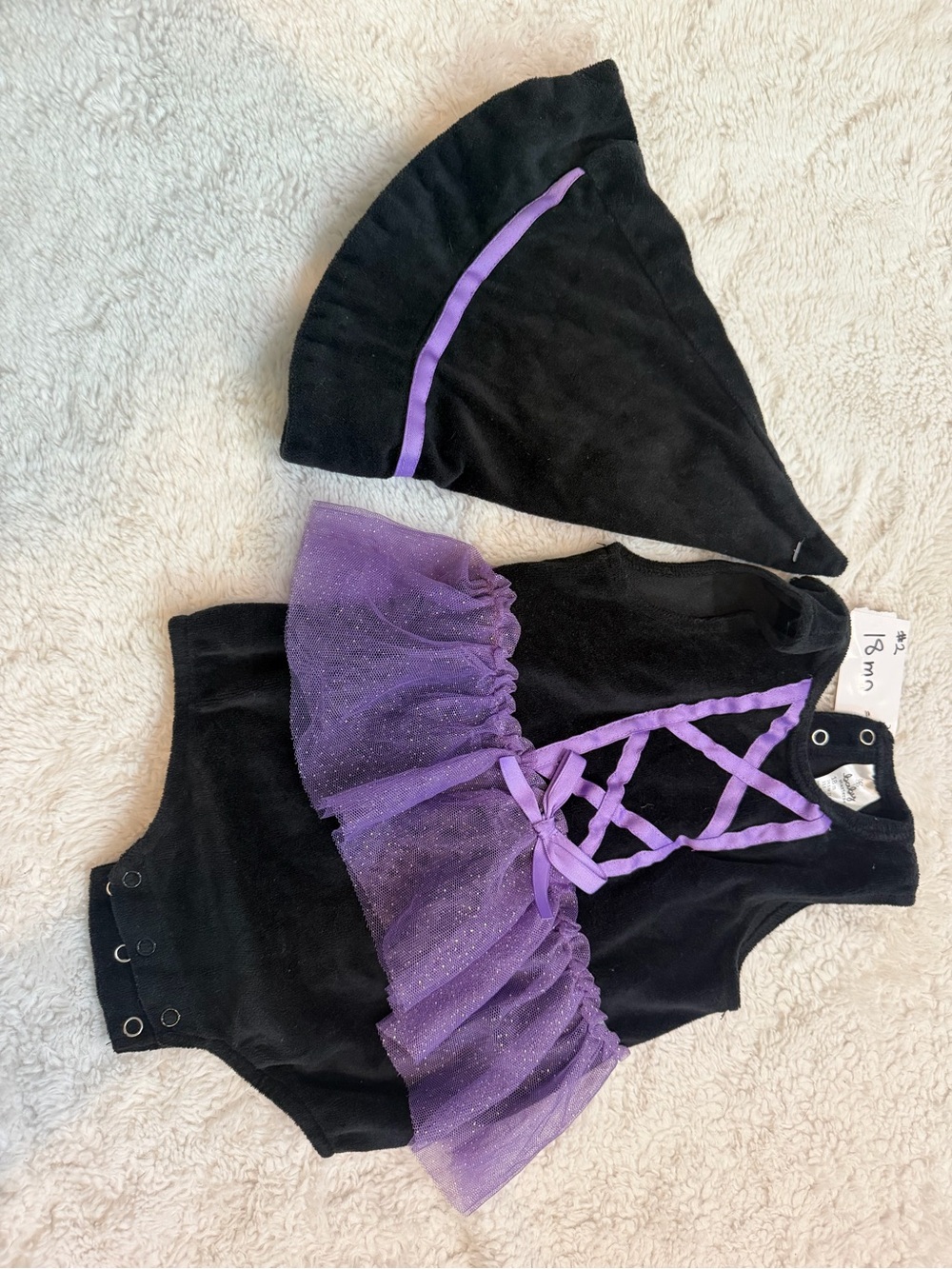 Baby Starters Black and Purple Witch Tutu Bodysuit with Hat